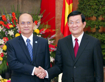 ທ່ານປະທານປະເທດ ເຈືອງເຕີນຊາງ ຕ້ອນຮັບປະທານາທິບໍດີ ມຽນມາ Thein Sein